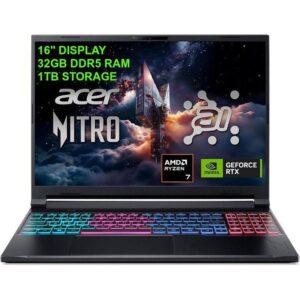 Acer Nitro V 16S AI AMD Ryzen 7 32GB DDR5 RAM 1TB SSD 16" Display NVIDIA GeForce RTX 5060 (8GB GDDR7 Dedicated Graphics)