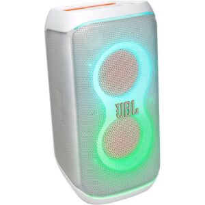 Jbl PartyBox Club 120 Wireless Party speaker with Foldable Handle, Powerful ,Pro Sound, Futuristic lightshow, Up to 12 Hours of Play time, Splash Proof, Dual Mic & Guitar Inputs (White)