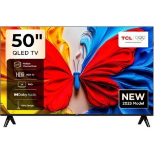 TCL 50-Inch QLED Full HD Smart Google TV- 50S5K (2025 Model) HDR10+, Dolby Audio, Google Voice, Chromecast Built-in, Slim Metallic Bezel-less Design