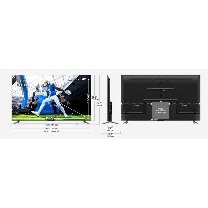 TCL 65" Inches QLED Google Smart TV - Black + 1 Year Warranty 65P7K - Image 3