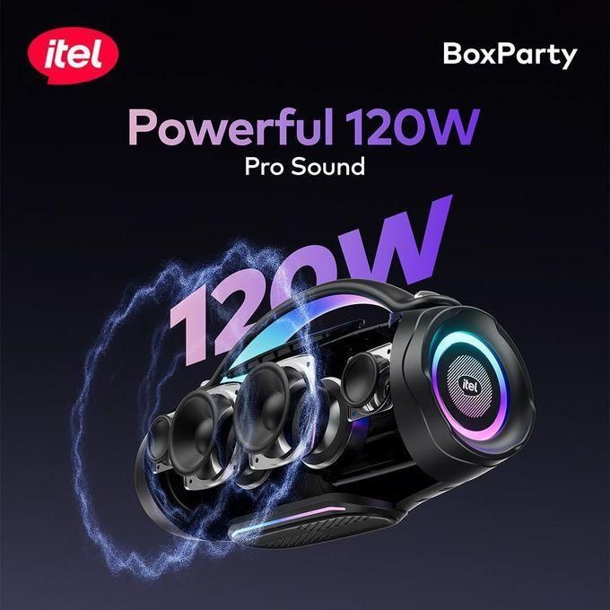 itel BoxParty Powerful 120W IPX4 Super Bass Mic Bluetooth Speaker with Strap IBS-80 - Image 8