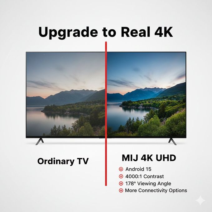 Mi+ (MiJ) 55” Smart Digital Satellite UHD LED TV – Android 15 OS - Image 4